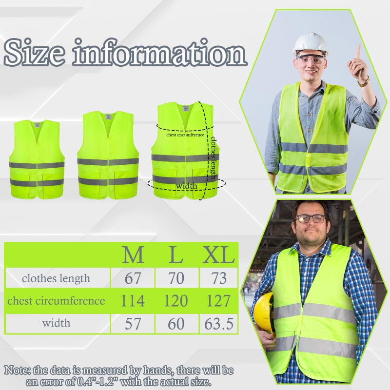 VOCHIC 12 Pack Safety Vests with Pockets- Reflective High Visibility, Hi-Vis Silver Stripes, for Men/Women,Work, Cycling, Running, Surveying, Volunteer, Crossing Guard, Roadwork, Construction - Image 3