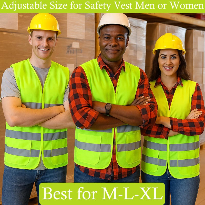 VOCHIC 12 Pack Safety Vests with Pockets- Reflective High Visibility, Hi-Vis Silver Stripes, for Men/Women,Work, Cycling, Running, Surveying, Volunteer, Crossing Guard, Roadwork, Construction - Image 2