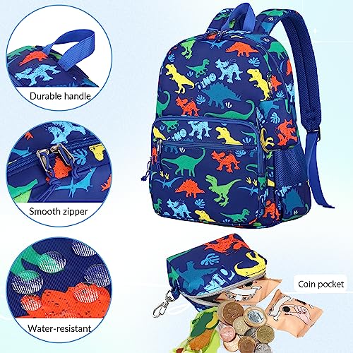 mygreen Toddler Backpack for School Boys Girls, Kids Medium School Bag 15 inch Cute Marine Baby Pattern-Steamship Whale and Lighthouse Light Blue - Image 4