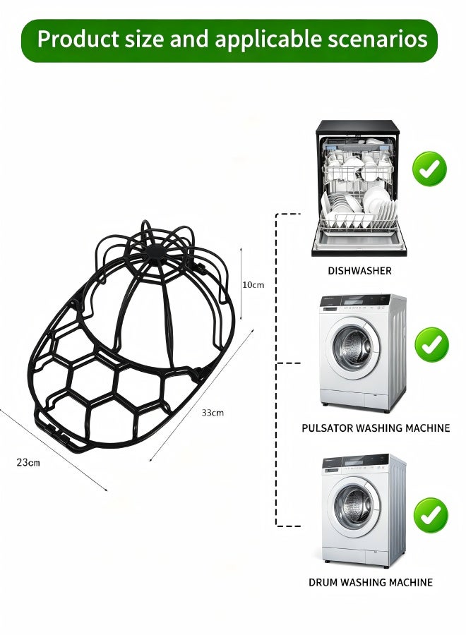 MATVHRUI Hat Washer for Baseball Caps, Cap Cleaning Cage Frame for Washing Machine & Dishwasher, Hat Protector Shaper Holder for Adults & Kids, Black 2 Pack - Image 4