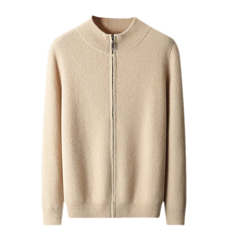 Autumn Winter Mens Wool Cardigan Zip Sweater Noble Blue