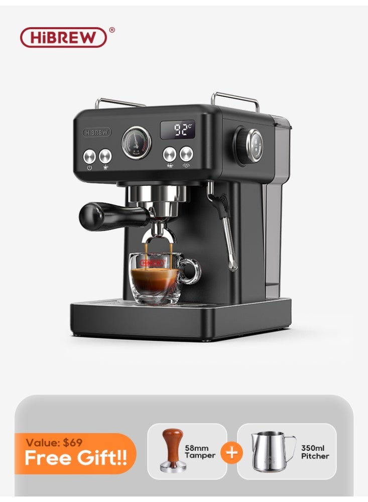 HiBREW 20Bar Semi Automatic Espresso Coffee Machine Temperature Adjustable 58mm Portafilter Cold/Hot Coffee Maker Metal CaseH10A-BK - Image 1