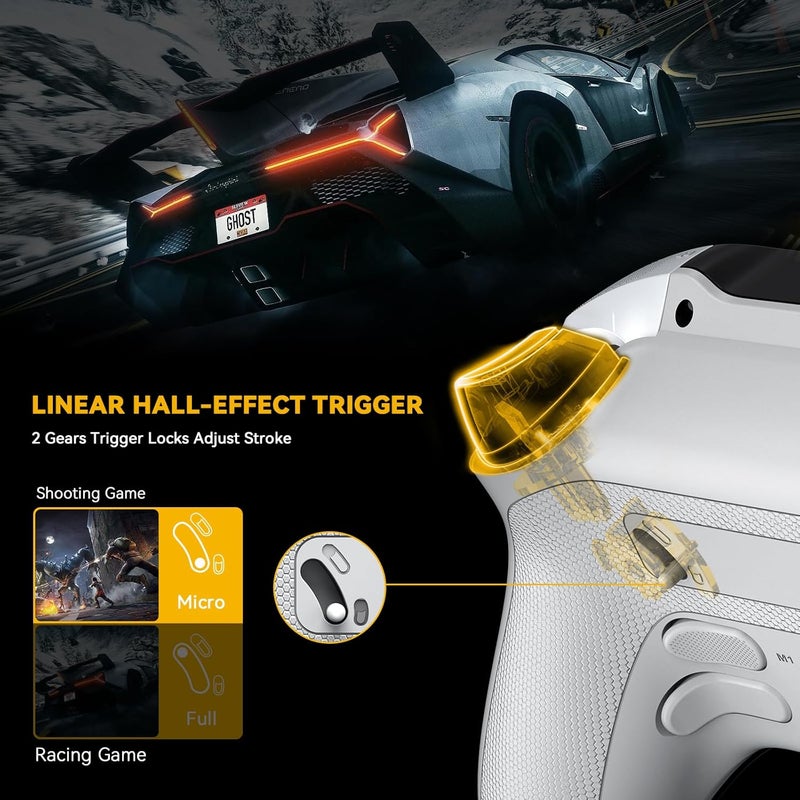 Manba (No Drift) ManbaOne Wireless Game Controller with Interactive Screen for Windows PC/Switch/iOS/Android/Steam Deck,Hall Effect Stick and Trigger with Charging Dock(White) - Image 4