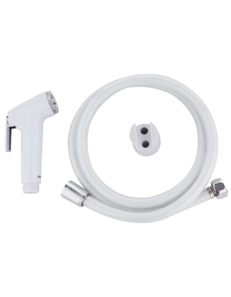 Geepas Afra Shattaf Set- GSW61066/ ABS Plastic Material, 1.2-meter PVC Hose, Suitable Water Pressure Range 0.2 MPa to 0.8 MPa, Water Temperatures Ranging 0C to 80C/ For Home and Hotel Bathrooms/ White, 1 Year Warranty - Image 1