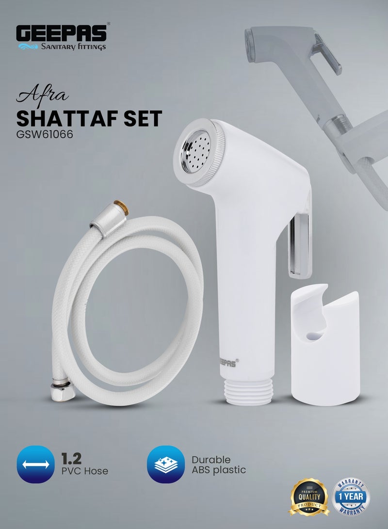 GEEPAS مجموعة شطاف عالية المتانة، ضغط 0.2MPa-0.4MPa موصل قياسي 1/2" للاستخدام في الحمام | GSW61066 أبيض - Image 1