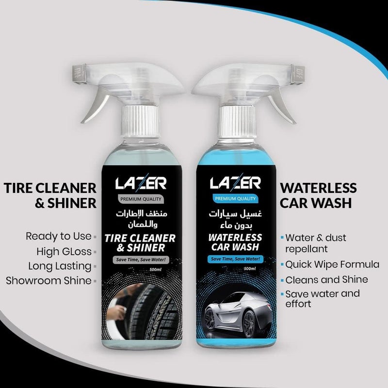 Smooth joint CAR CARE BUNDLE INCLUDES WATERLESS CAR WASH, UPHOLSTERY CLEANER, CAR GLASS CLEANER, TIRE CLEANER & SHINER 16 OZ(500ML), AND 2 MICROFIBER CLEANING CLOTHS Globally popular elegant design - Image 2