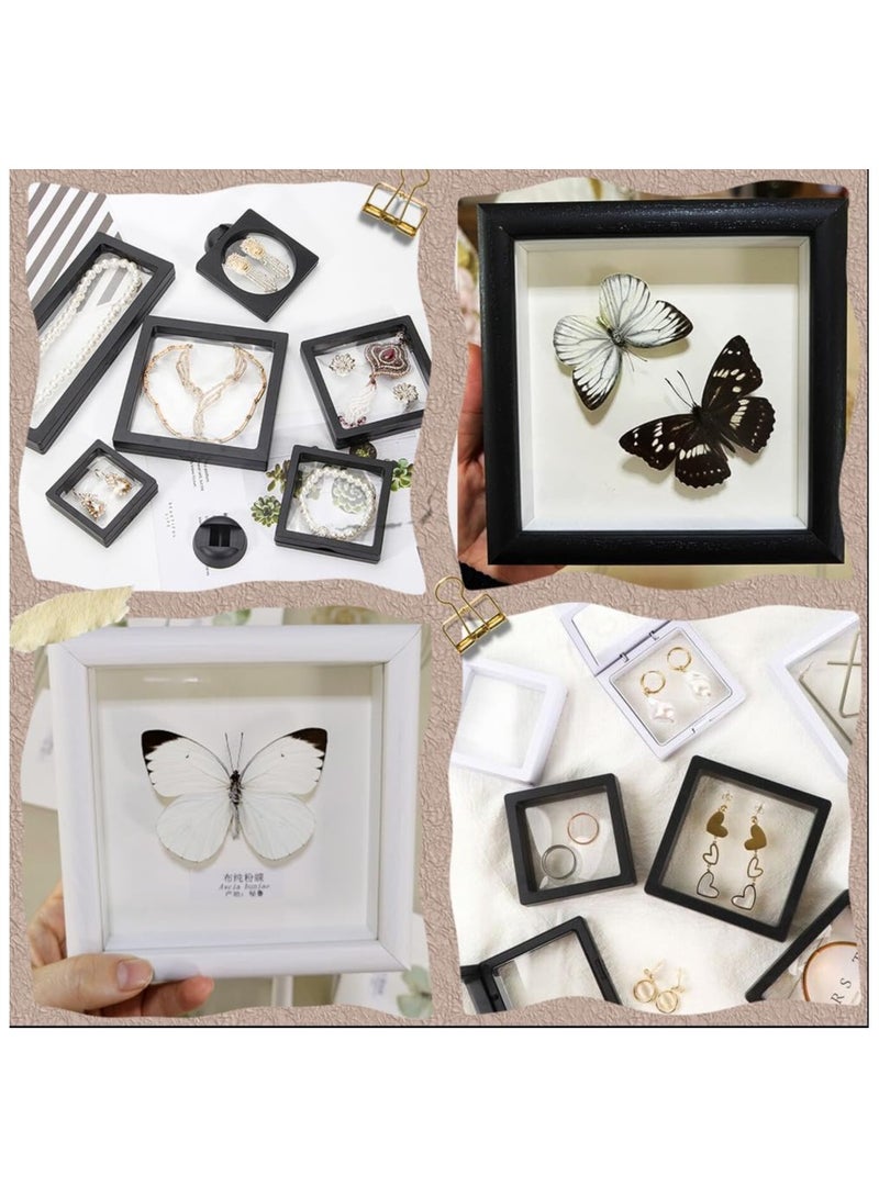 Soofam 10Pcs 2.7 x 2.7/4.29 x 4.29 Inch White Floating Display Case 3D Floating Frame Transparent Film Square Plastic Box Holder Stands Accessories for Packing Storage Jewelry Gems Fossils Rocks  - Image 5