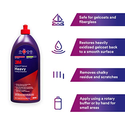 3M Perfect-It Gelcoat Heavy Cutting Compound, 36102, 1 Quart, Fiberglass Oxidation Remover for Boats and RVs - Image 4