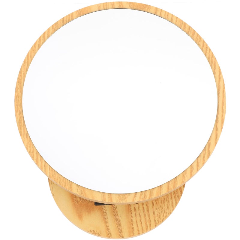 Wooden Frame Makeup Mirror 24cm Round Vanity Cosmetic Mirror for Bathroom and Bedroom - Image 2