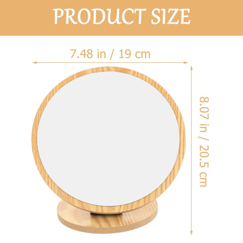 Wooden Frame Makeup Mirror 24cm Round Vanity Cosmetic Mirror for Bathroom and Bedroom - Image 3