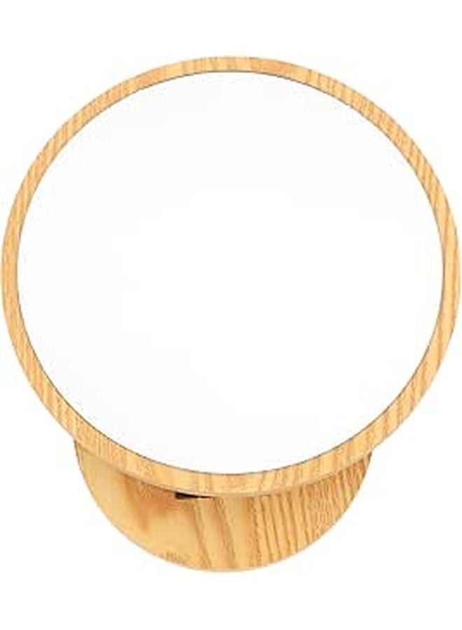 Wooden Frame Makeup Mirror 24cm Round Vanity Cosmetic Mirror for Bathroom and Bedroom - Image 1