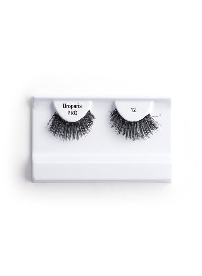 Uroparis PRO 12 Eyelashes for Women - 3D Look Eye Lashes | Handmade, Volumizing & Lightweight False Lashes with Virgin Hair | Dark & Thick Eyelashes | For Glam Look & Enhance Beauty (Black) - 1 Pair - Image 2