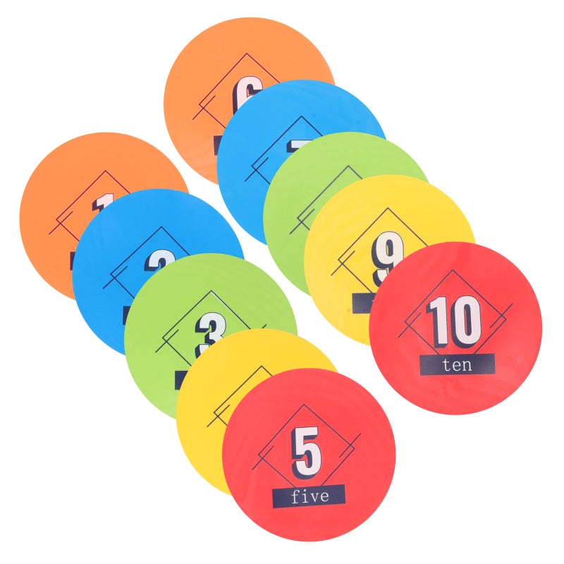 10Pcs Multi-Function 1-10 Numbered Spot Markers for Soccer Training Round Disc for Agility Sports and Team Activities Soccer Training Equipment - Image 1