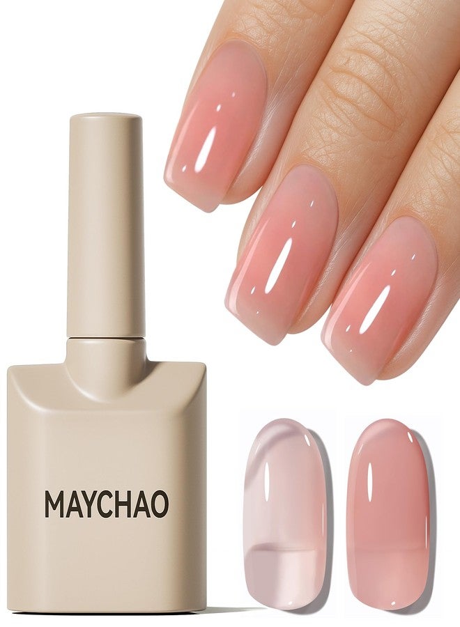 MAYCHAO 15ML Jelly Gray Pink Gel Nail Polish 1Pc Transparent Pink Gel Polish Soak Off UV LED Translucent Nail Polish Nail Art Starter Manicure Salon DIY at Home, 0.5 OZ - Image 1