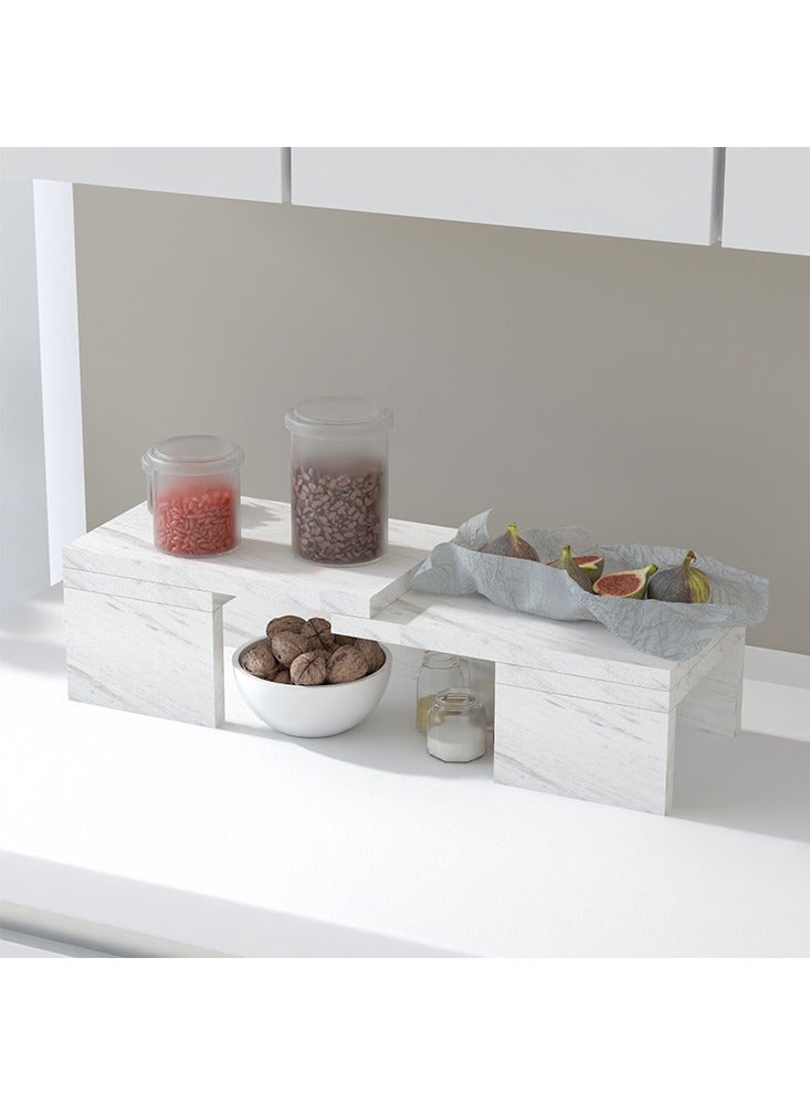 Mahmayi منظم رفوف المطبخ من ماهمايي، رفوف التوابل، رف خزانة لتخزين المنزل والمطبخ - رخام ليفانتو الأبيض - Image 1