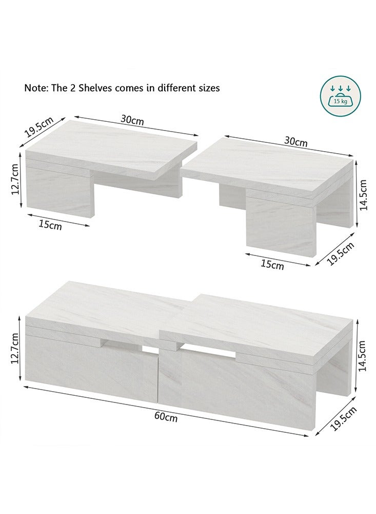 Mahmayi منظم رفوف المطبخ من ماهمايي، رفوف التوابل، رف خزانة لتخزين المنزل والمطبخ - رخام ليفانتو الأبيض - Image 2