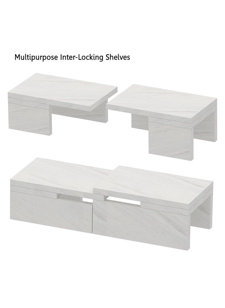 Mahmayi منظم رفوف المطبخ من ماهمايي، رفوف التوابل، رف خزانة لتخزين المنزل والمطبخ - رخام ليفانتو الأبيض - Image 4