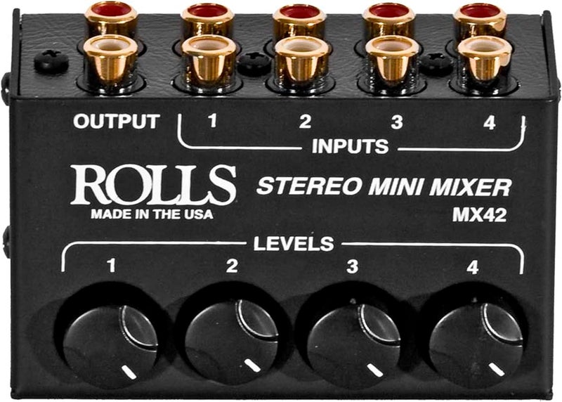 Rolls MX42 Stereo Mini Mixer - 4 Channel RCA Passive Mixer - Image 1