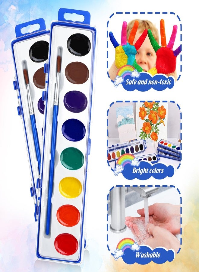 FUMILE 48 Pack Watercolor Paint Set for Kids, 8 Colors Washable Water Color Paint with Paintbrush, Watercolor Paint for Easter Basket Stuffers, Party Favor, Classroom, Prizes Exchange Gifts - Image 3