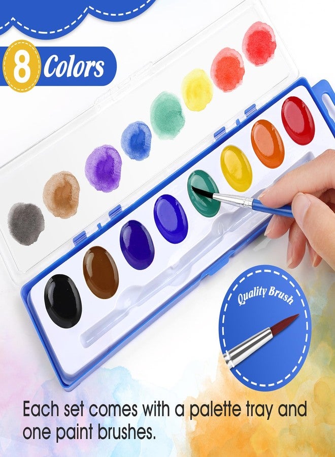 FUMILE 48 Pack Watercolor Paint Set for Kids, 8 Colors Washable Water Color Paint with Paintbrush, Watercolor Paint for Easter Basket Stuffers, Party Favor, Classroom, Prizes Exchange Gifts - Image 2