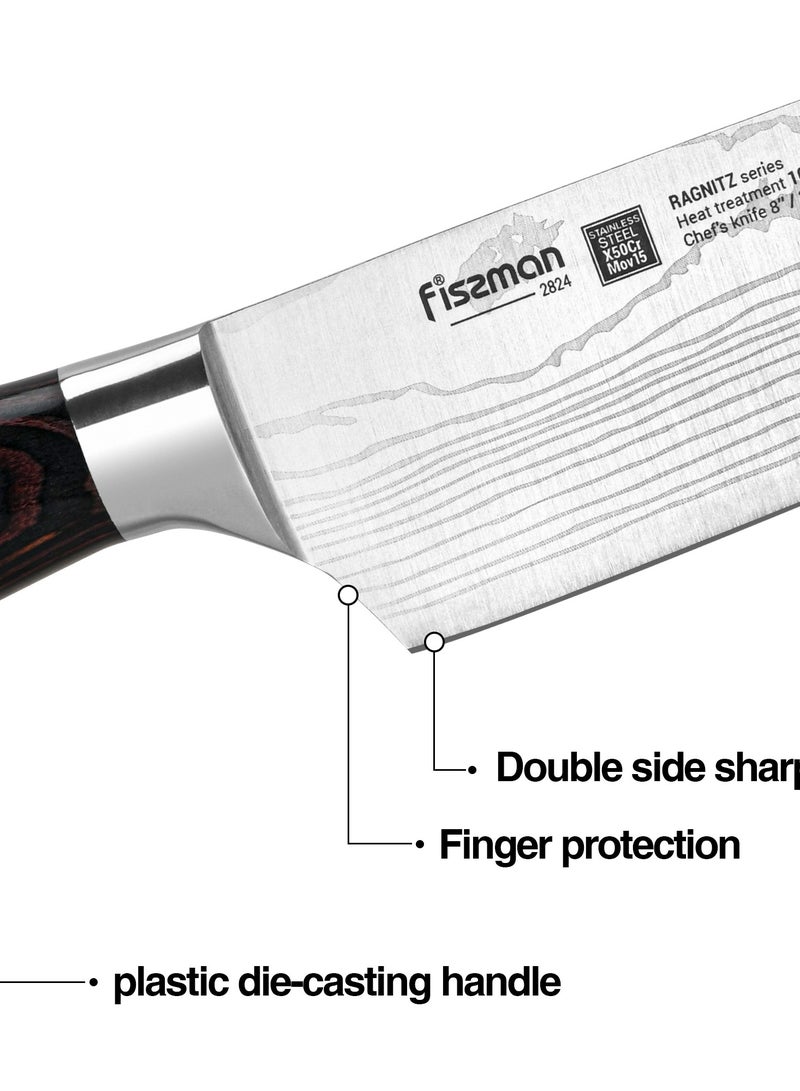 Fissman 8'' Chef Knife Ragnitz Series 20cm, High-Alloy German Steel, Double-Sided, Easy To Crush Garlic And Other Spices, Beat Steaks Or Break Crab Shells - Image 3
