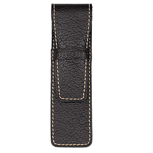 DiLoro Full Grain Thick Buffalo Leather Single Pen Pencil Case Holder Sleeve Black - Image 4