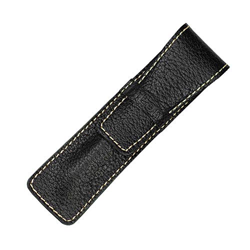 DiLoro Full Grain Thick Buffalo Leather Single Pen Pencil Case Holder Sleeve Black - Image 1