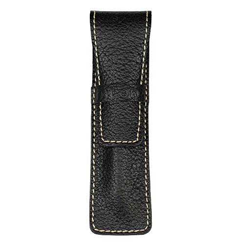 DiLoro Full Grain Thick Buffalo Leather Single Pen Pencil Case Holder Sleeve Black - Image 3