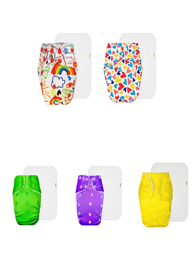 حفاضات دمبلدو القماشية الممتازة مع حشوة قطنية (عبوة من 5) | ملائمة محكمة | وسادة ماصة من 6 طبقات | سريعة الجفاف | مناسبة للارتداء طوال اليوم | من 3 أشهر إلى 3 سنوات | للجنسين - Image 1