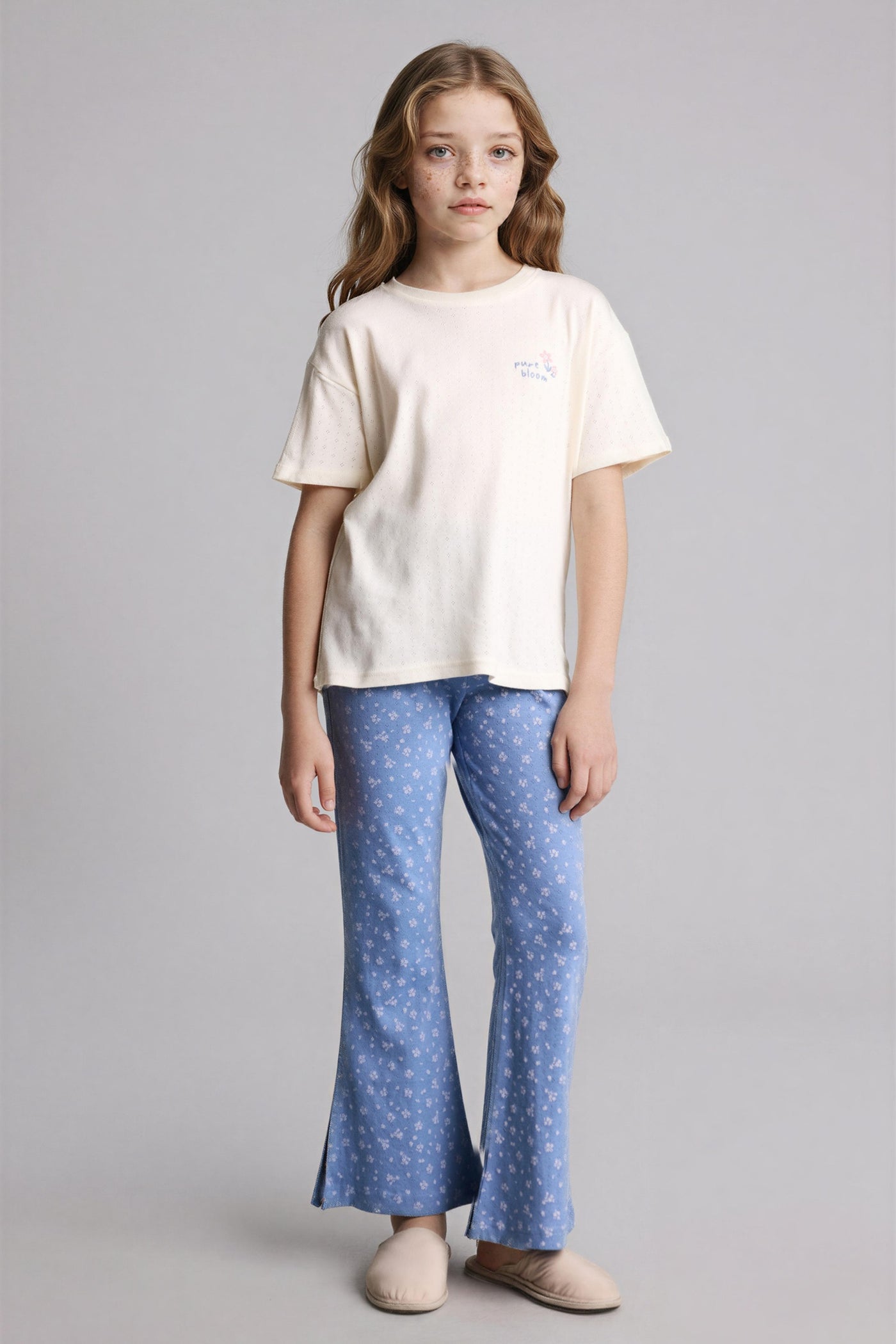 Beige Girl Girl T-Shirt Bottom 2 Piece Pyjamas Set Casual