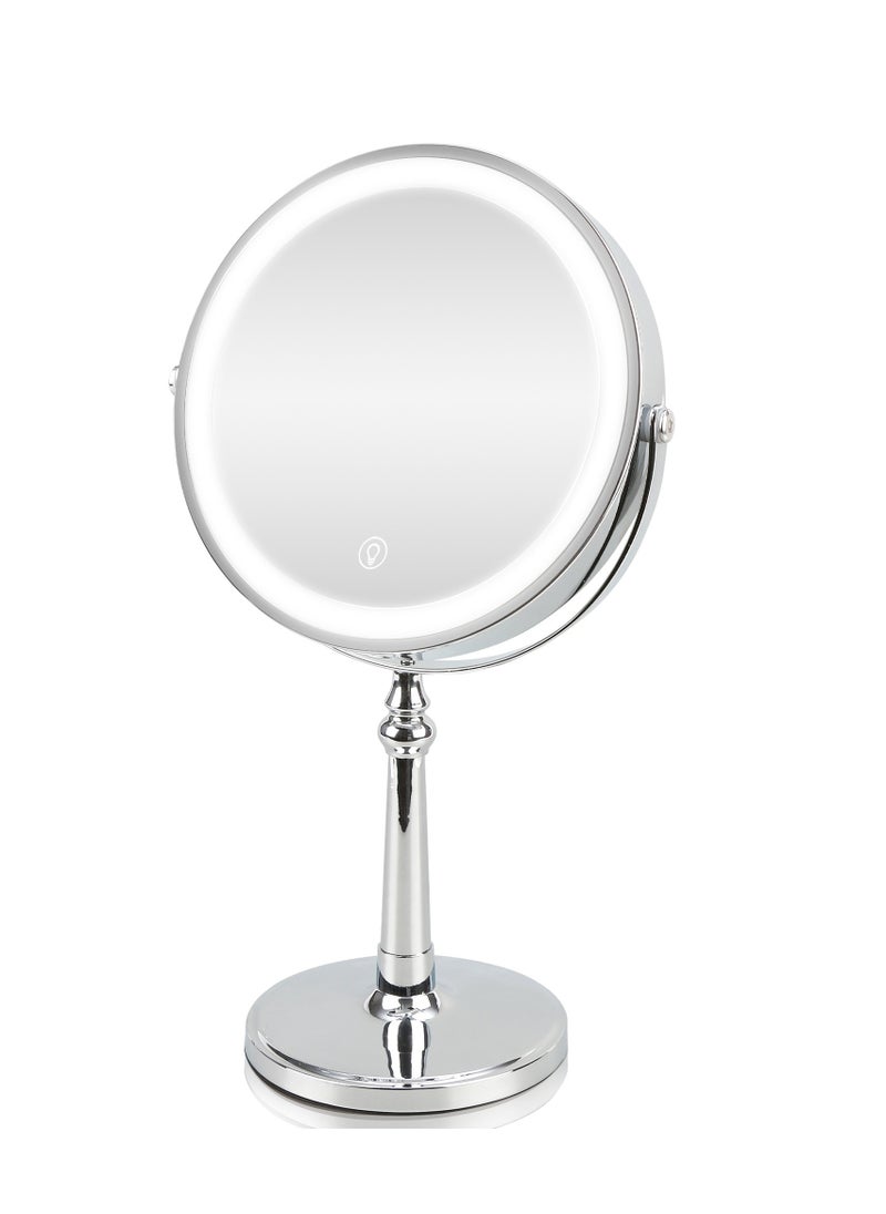 Lighted Makeup Mirror, 9” LED Vanity Mirror 10X Magnifying Double Sided Swivel Cosmetic Mirror, Rotatable Round Tabletop Mirror, Silver - pzsku/Z1BD916AC99BB93D27D0AZ/45/_/1724655005/9b58ec47-7707-48bd-8ff8-0bf2c4932df2