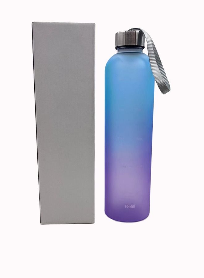 Water Bottle 1L With Time Marker For Fitness Gym Outdoor Sports (Blue-Purple) - Image 3