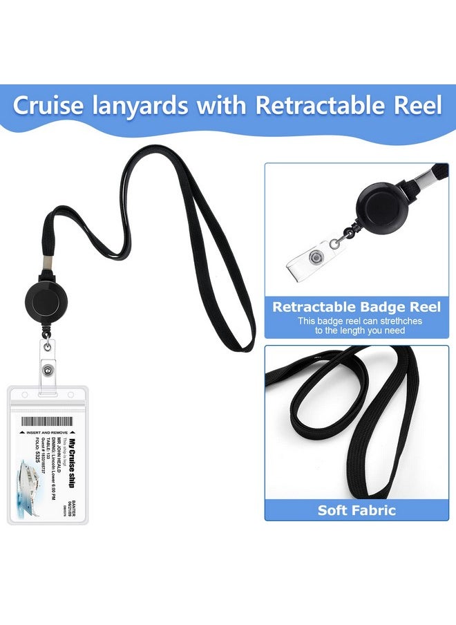 Leinuosen 5 Sets Cruise Lanyard For Ship Cards, Retractable Cruise Lanyards With 10 Waterproof Luggage Tag Holders, Adjustable Cruise Lanyard With Detachable Badge Holder For Cruise Essentials Cards  - Image 3