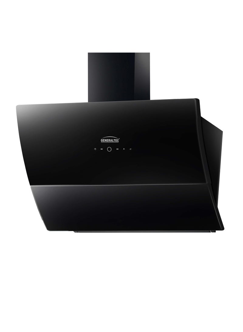 GENERALTEC Generaltec 90x60 Range Hood, Touch LED, Black Tempered Glass, Remote Control, 750m³/hr Suction, Chimney Design | GH90D10 