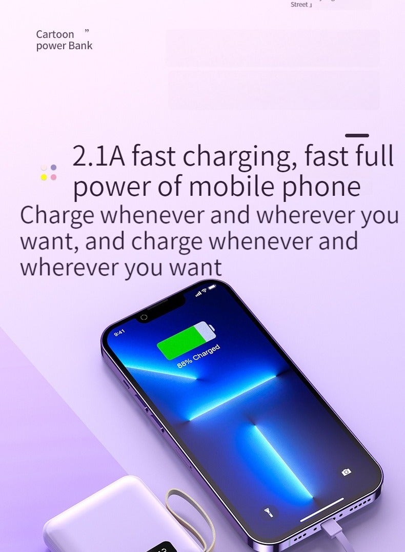 راكسوم بنك طاقة بشاشة عرض رقمية ذات سعة كبيرة 20000 مللي أمبير في الساعة مزود بأربعة كابلات USB ومصدر طاقة محمول صغير الحجم ومحمول وعالمي مناسب لجميع الهواتف المحمولة والأجهزة اللوحية (ندفة الثلج التي - Image 2