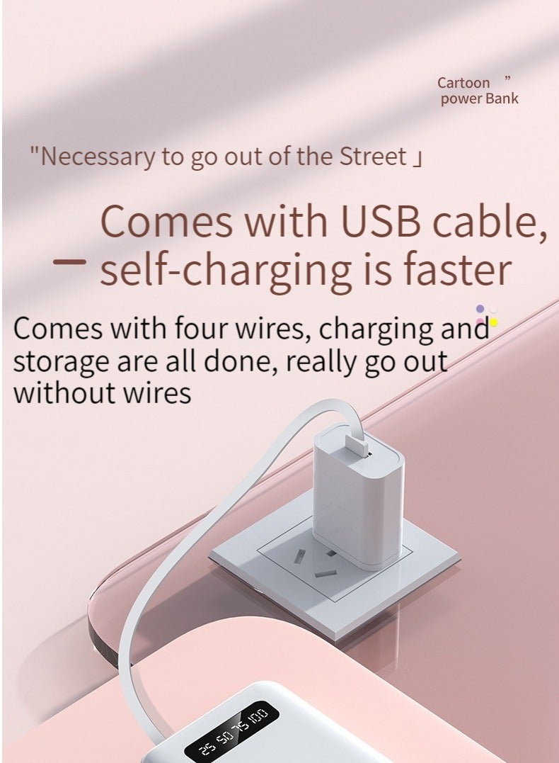 راكسوم بنك طاقة بشاشة عرض رقمية ذات سعة كبيرة 20000 مللي أمبير في الساعة مزود بأربعة كابلات USB ومصدر طاقة محمول صغير الحجم ومحمول وعالمي مناسب لجميع الهواتف المحمولة والأجهزة اللوحية (ندفة الثلج التي - Image 1