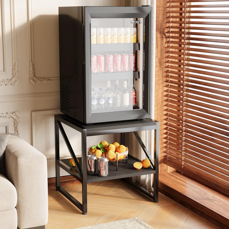 Mexin 20 Inch Square End Table, Mini Fridge Stand with 2-Tier Storage Shelf, High Load Capacity Side Table for Living Room Bedroom, Black - Image 1