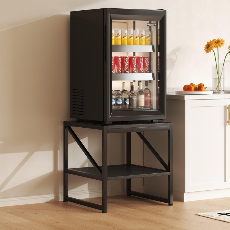 Mexin 20 Inch Square End Table, Mini Fridge Stand with 2-Tier Storage Shelf, High Load Capacity Side Table for Living Room Bedroom, Black - Image 5