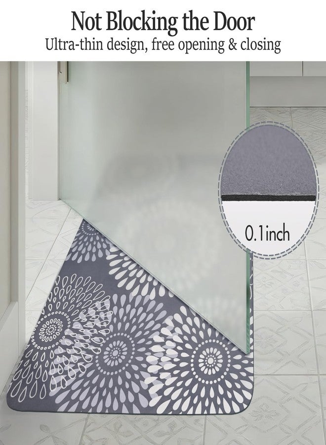 MASHDE Non Slip Quick Dry Bath Mat, 20"x31" Rubber Backing Thin Bathroom Rugs Fit Under Door, Absorbent Bath Rug Washable Easy Care for Bathtub Sink Shower Laundry (Grey Floral) - Image 3