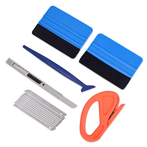 Gomake Vehicle Vinyl Wrap Tool Kit Window Tinting Tool Include 4 Inch Felt Squeegee, Retractable 9mm Utility Knife and Blades, Zippy Vinyl Cutter and Mini Go Corner Squeegee for Car Wrapping - Image 1