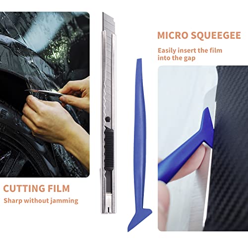 Gomake Vehicle Vinyl Wrap Tool Kit Window Tinting Tool Include 4 Inch Felt Squeegee, Retractable 9mm Utility Knife and Blades, Zippy Vinyl Cutter and Mini Go Corner Squeegee for Car Wrapping - Image 3
