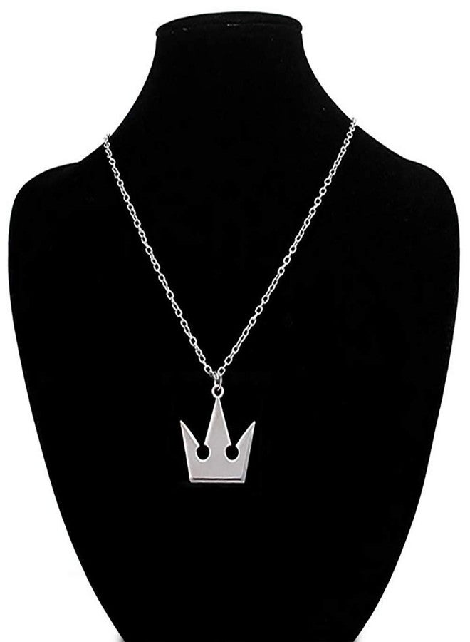 MEETCUTE yakangda Kingdom Hearts Sora Necklace Plated Halloween Cosplay Costume Sora Necklace Silver Crown Pendant Necklace Accessory - Image 2