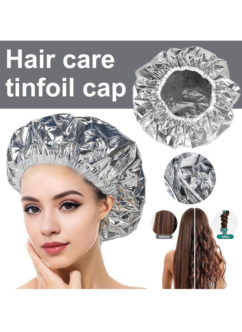 Generic Aluminum Foil Hair Heat Hat, 8pcs Aluminum Foil Reusable Hair Processing Caps Deep Conditioning Caps Hair Coloring Shower Caps for Home Salon Use, Silver  - Image 4