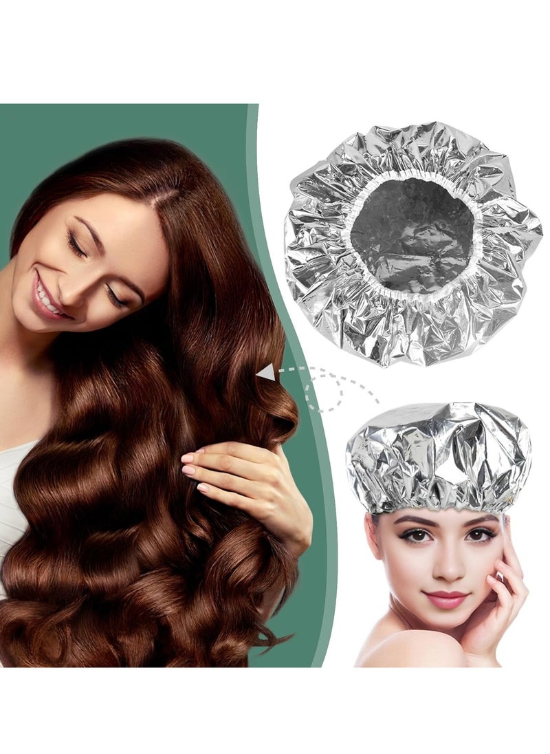 Generic Aluminum Foil Hair Heat Hat, 8pcs Aluminum Foil Reusable Hair Processing Caps Deep Conditioning Caps Hair Coloring Shower Caps for Home Salon Use, Silver  - Image 5