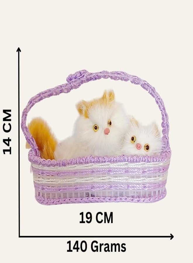 Decordial Cute Basket Cat Soft Plush Press Simulation Sound Animal Cotton Toy, Faux Animal Fur Sleeping Cat Stuffed Toy for Valentine Gift - Image 2