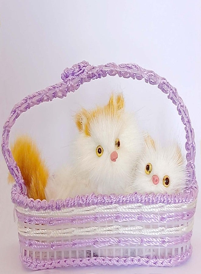 Decordial Cute Basket Cat Soft Plush Press Simulation Sound Animal Cotton Toy, Faux Animal Fur Sleeping Cat Stuffed Toy for Valentine Gift - Image 1