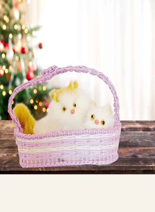 Decordial Cute Basket Cat Soft Plush Press Simulation Sound Animal Cotton Toy, Faux Animal Fur Sleeping Cat Stuffed Toy for Valentine Gift - Image 3