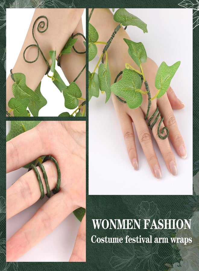 FRESHME Renaissance Ivy Arm Wraps - 2PCS Poison Ivy Costume Forest Mother Nature Costume Woodland Elf Bracelets for Adult Women Dress Up Makeup Fantasy Cosplay Fairycore Aesthetic Accessories - Image 5