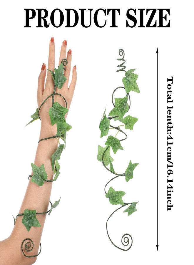 FRESHME Renaissance Ivy Arm Wraps - 2PCS Poison Ivy Costume Forest Mother Nature Costume Woodland Elf Bracelets for Adult Women Dress Up Makeup Fantasy Cosplay Fairycore Aesthetic Accessories - Image 4