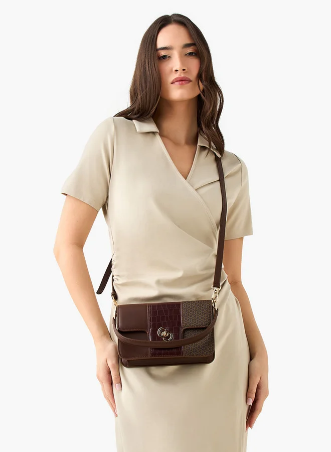 Celeste Monogram Print Crossbody Bag with Twist Lock Closure